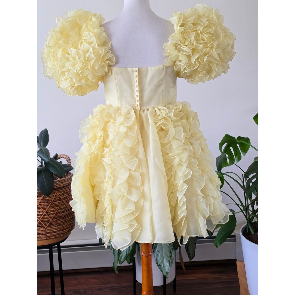 NEW Selkie The Twinkie Paris Yellow Ruffle Puff Sleeve Fairycore Mini Dress M - Picture 10 of 14